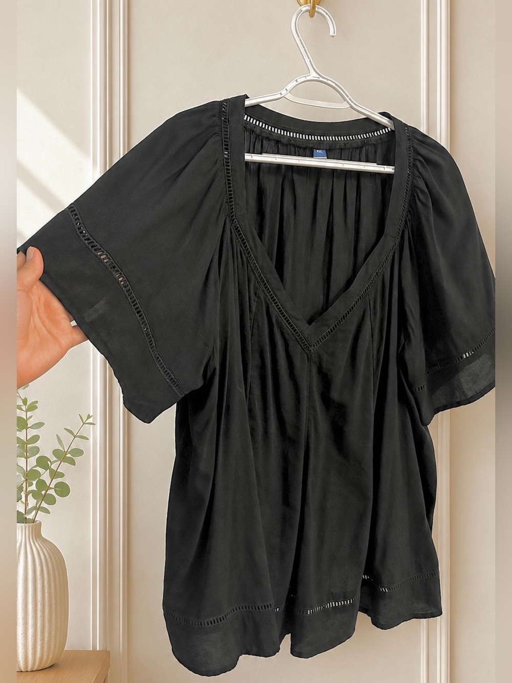 V-Neck Boho Flutter Sleeve Blouse Women's Top